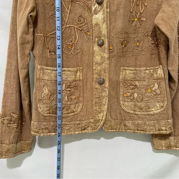 Flashback Women's Embroidered Brown Jean Jacket - Picture 11 of 13